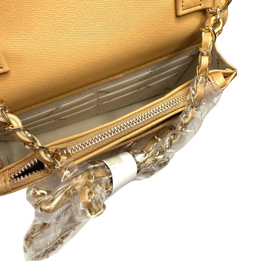 NWT Bebe Gold Chain Natural Tan Women's Crossbody Bag - Picture 3 of 5